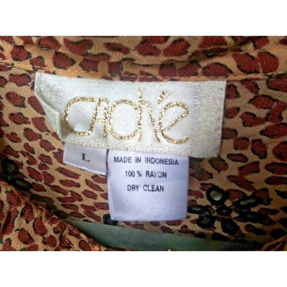 Cache blouse & shorts 2pc Size M/L Animal print elastic waist collar embroidery - Picture 5 of 15